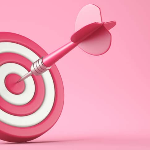 3D illustration Pink arrow and darts target aim on the pink background