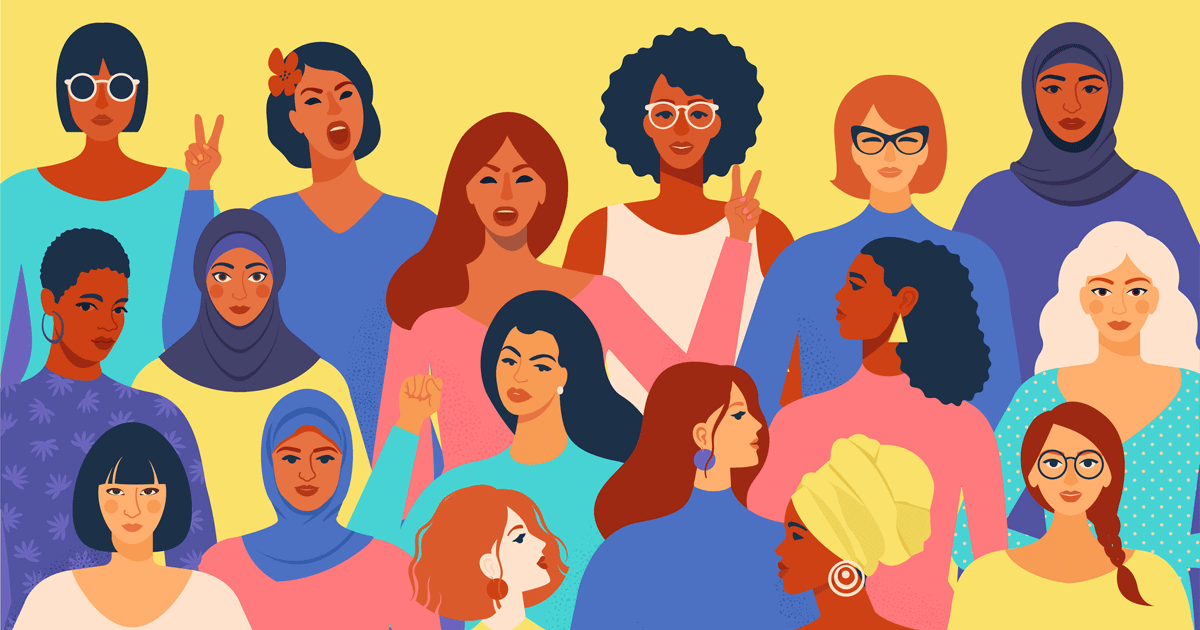 faces of diverse women - vector illustration