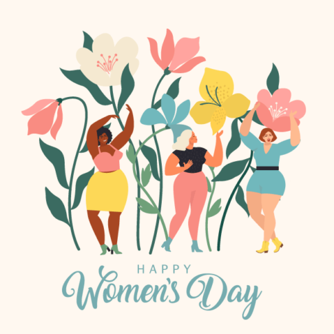 Happy Mother's Day vector art with diverse women and flowers