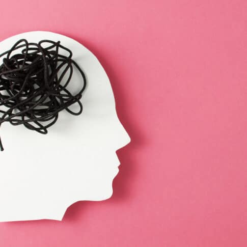 Human head with rope as a brain for Mental health concept