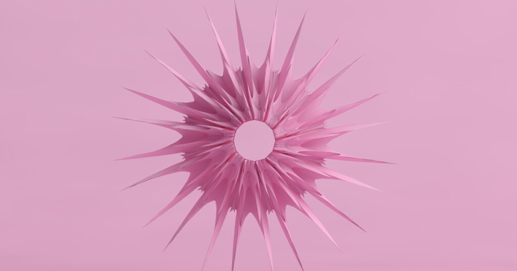 Pink spiky abstract shape on pink background