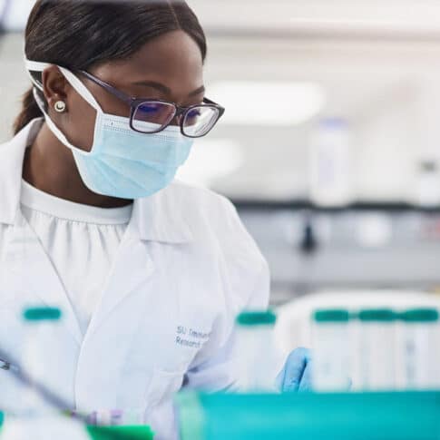 black female scientist conducting laboratory research