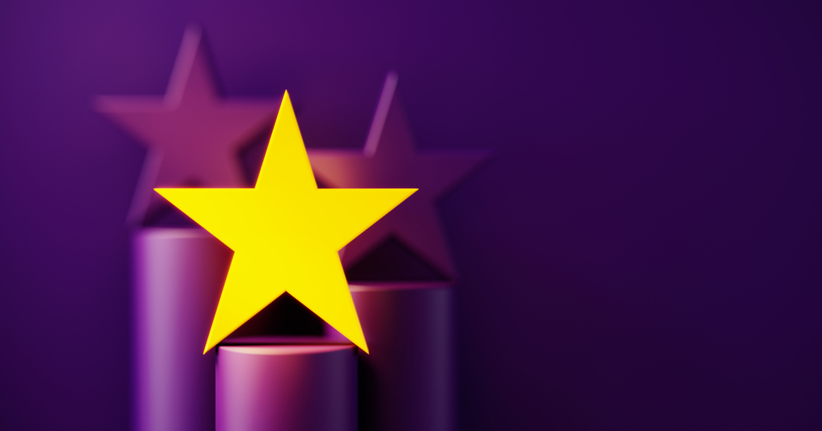 Yellow star on purple background