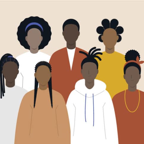 black and brown people with natural hairstyles, vector
