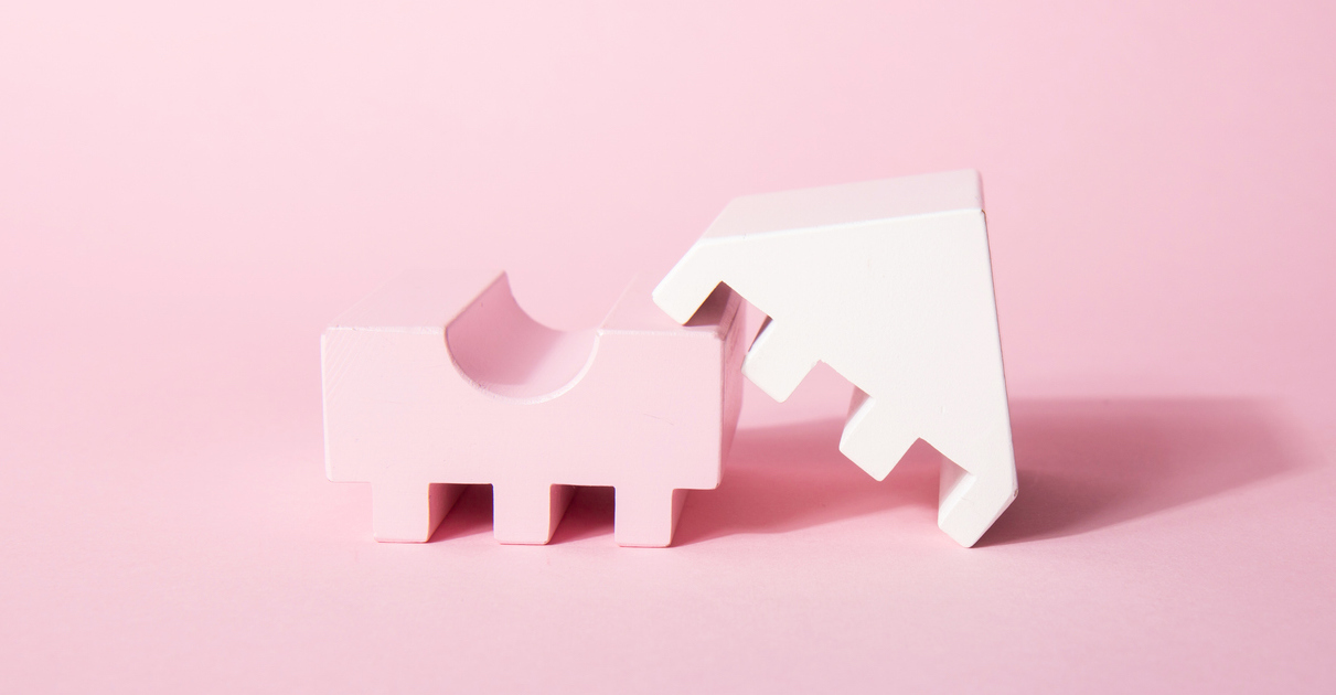 Pink and white abstract geometric shapes