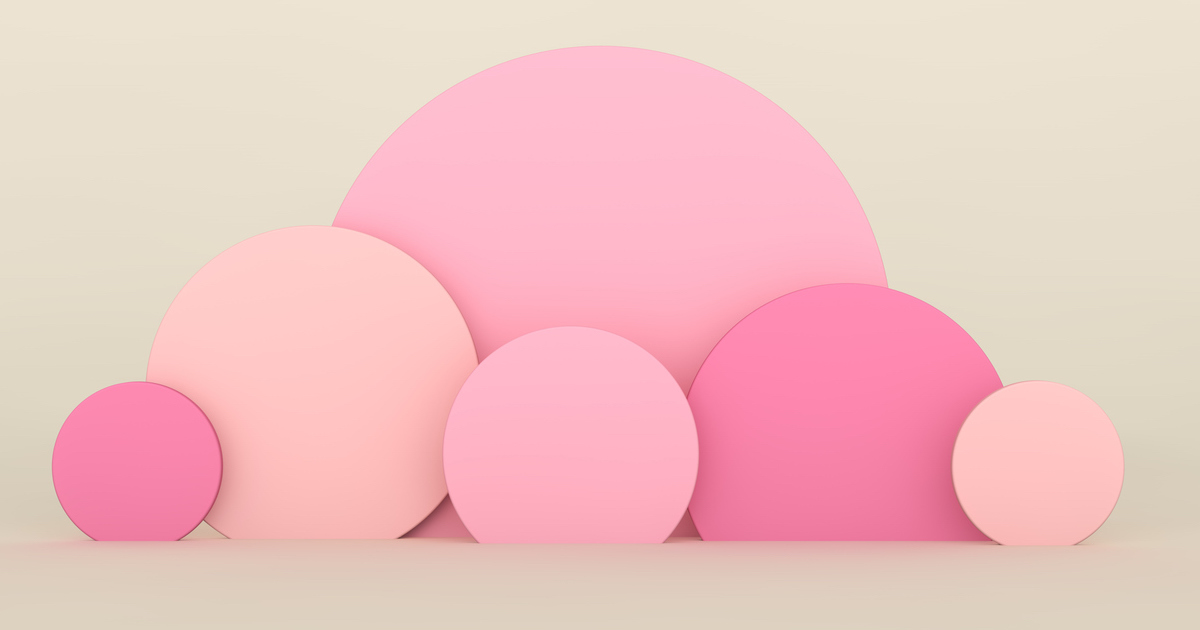 Pink overlapping circles on beige background