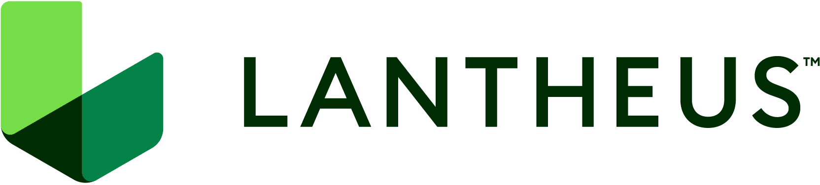 Lantheus logo with abstract green shapes.