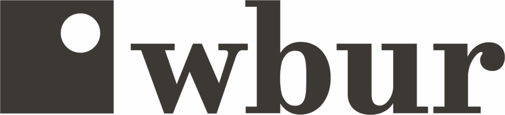 WBUR logo with green dot design.