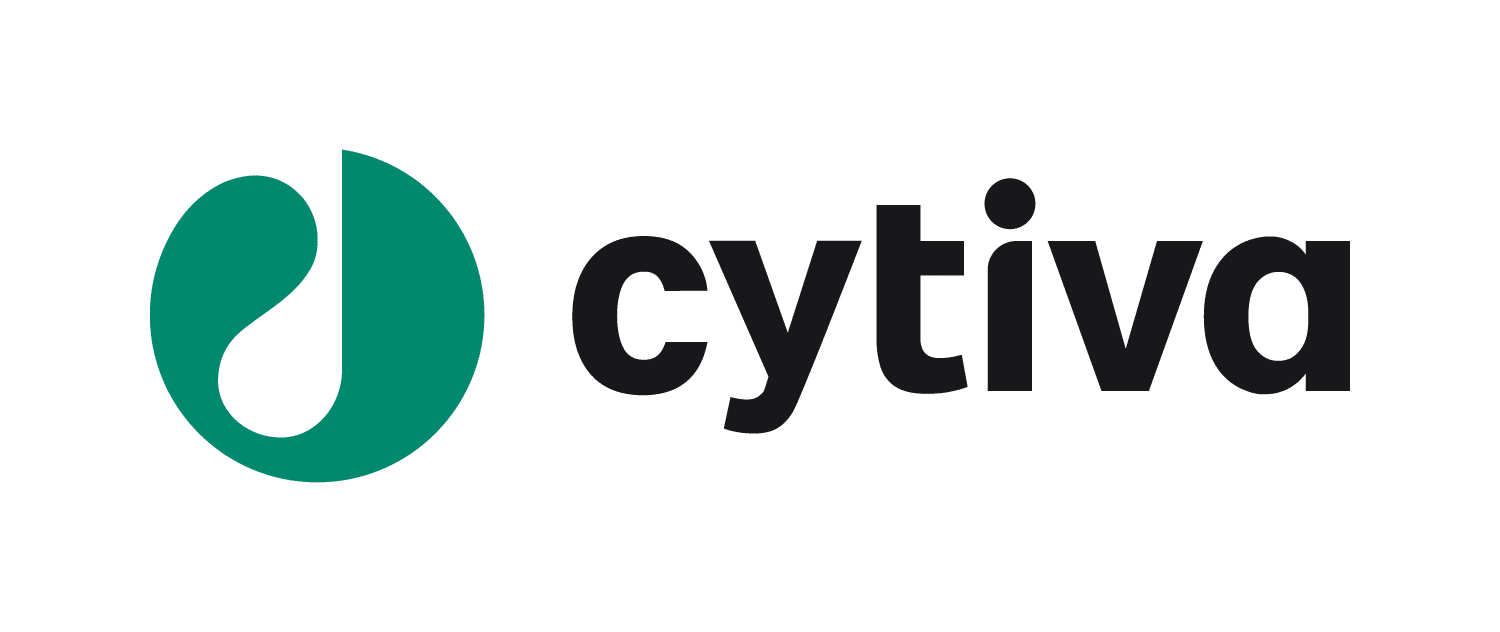 Cytiva logo in green and black colors
