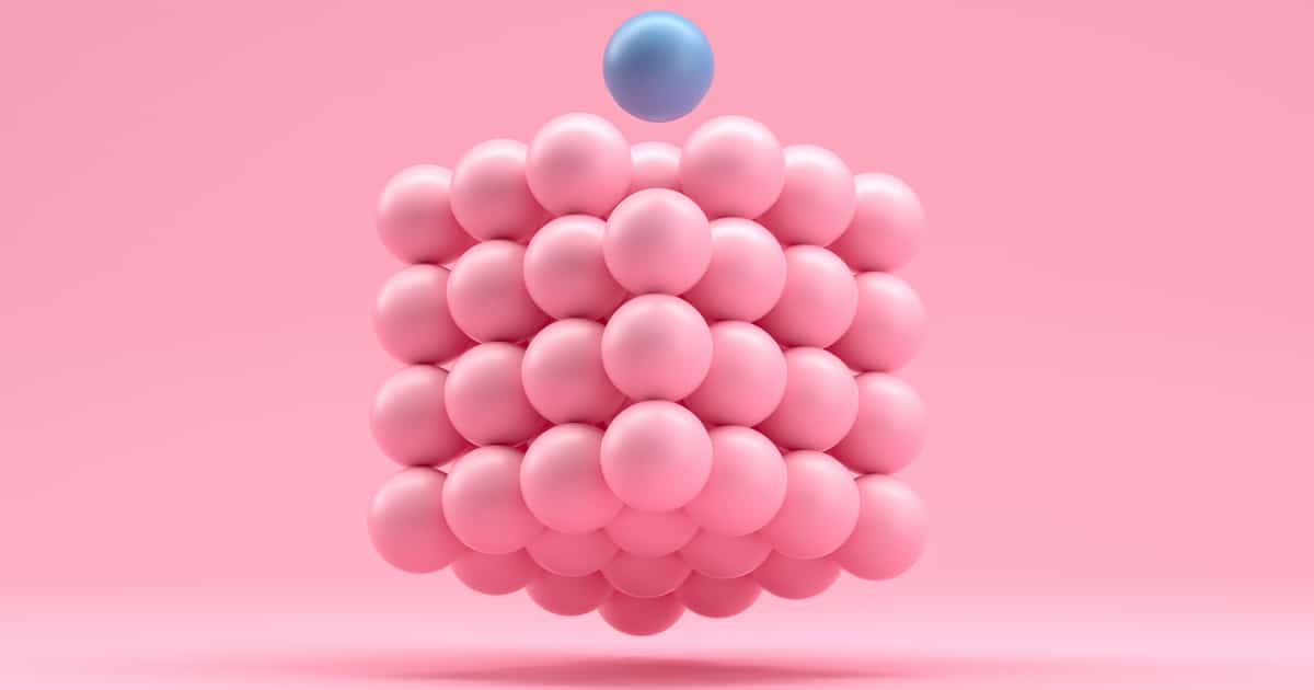 3D Rendering of Sphere Blocks in cube shape, in a row, education, architecture, backgrounds.