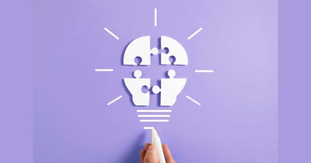 Puzzle pieces forming an idea (illustration)