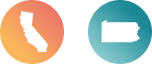 California and Pennsylvania state icons