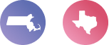 Massachusetts and Texas state icons in circles.