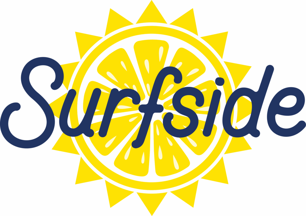 Surfside logo with lemon and sun design