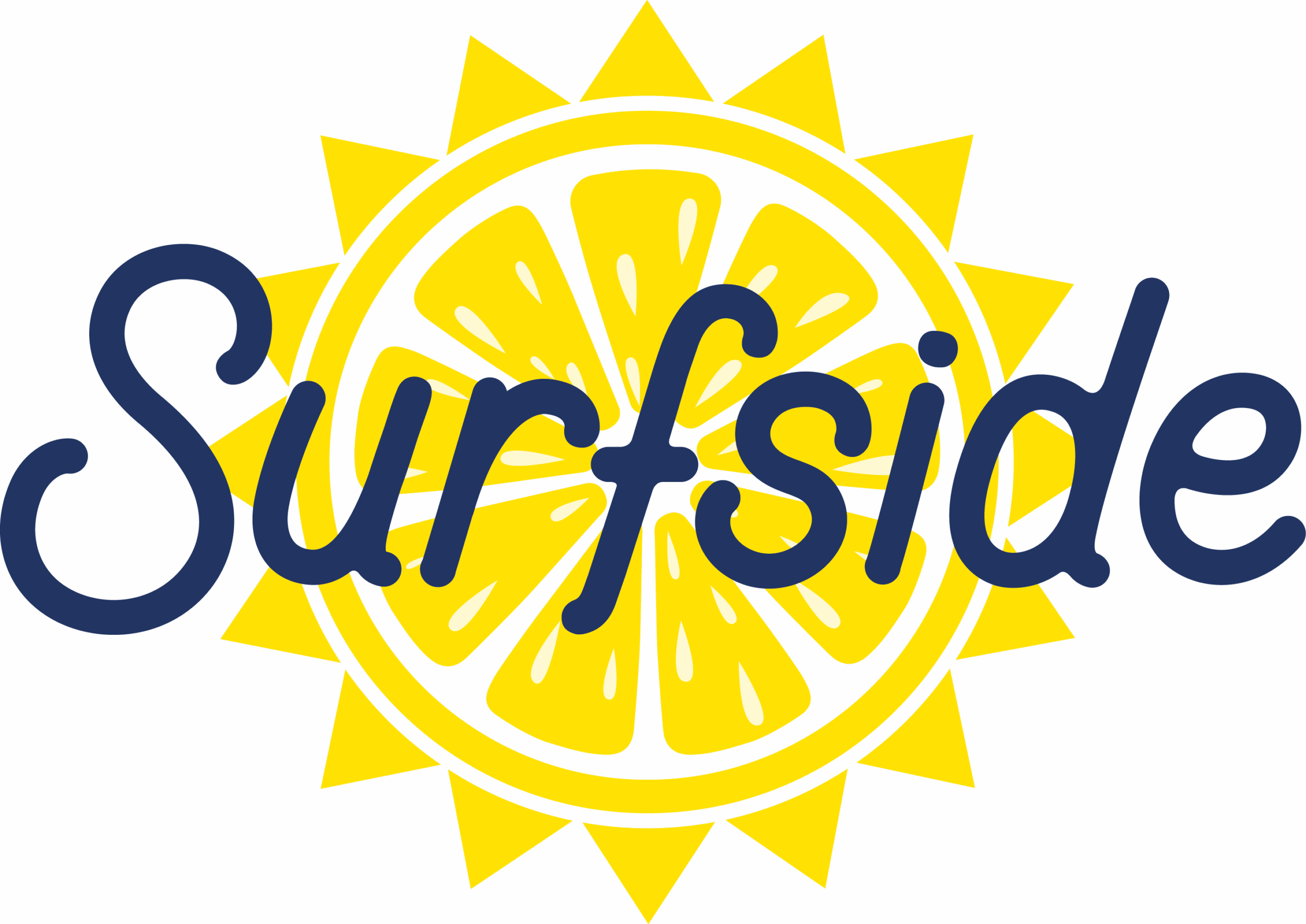 Surfside logo with lemon and sun design