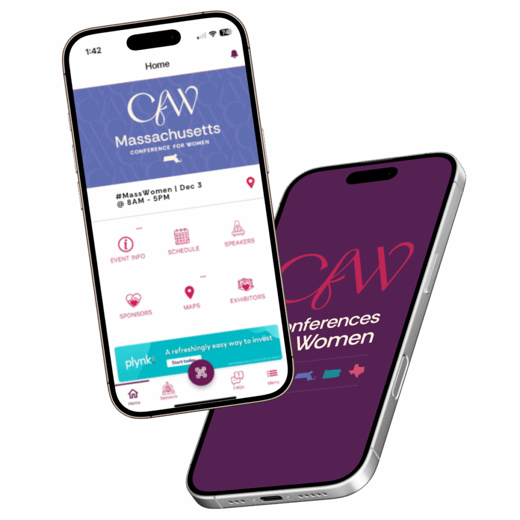 Conferences for Women app on smartphones.