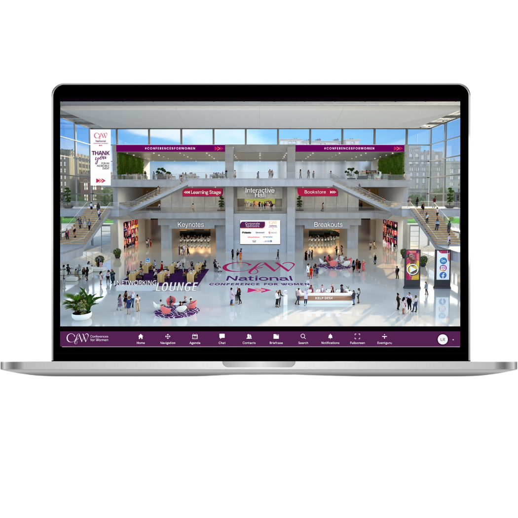Virtual conference for women on laptop screen