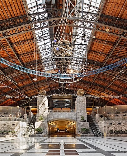 Spacious hall with arched ceiling and modern structure