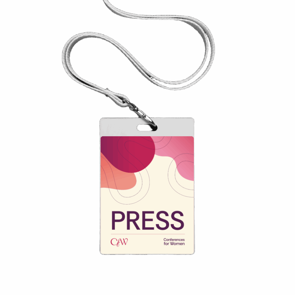 Conference press badge with lanyard