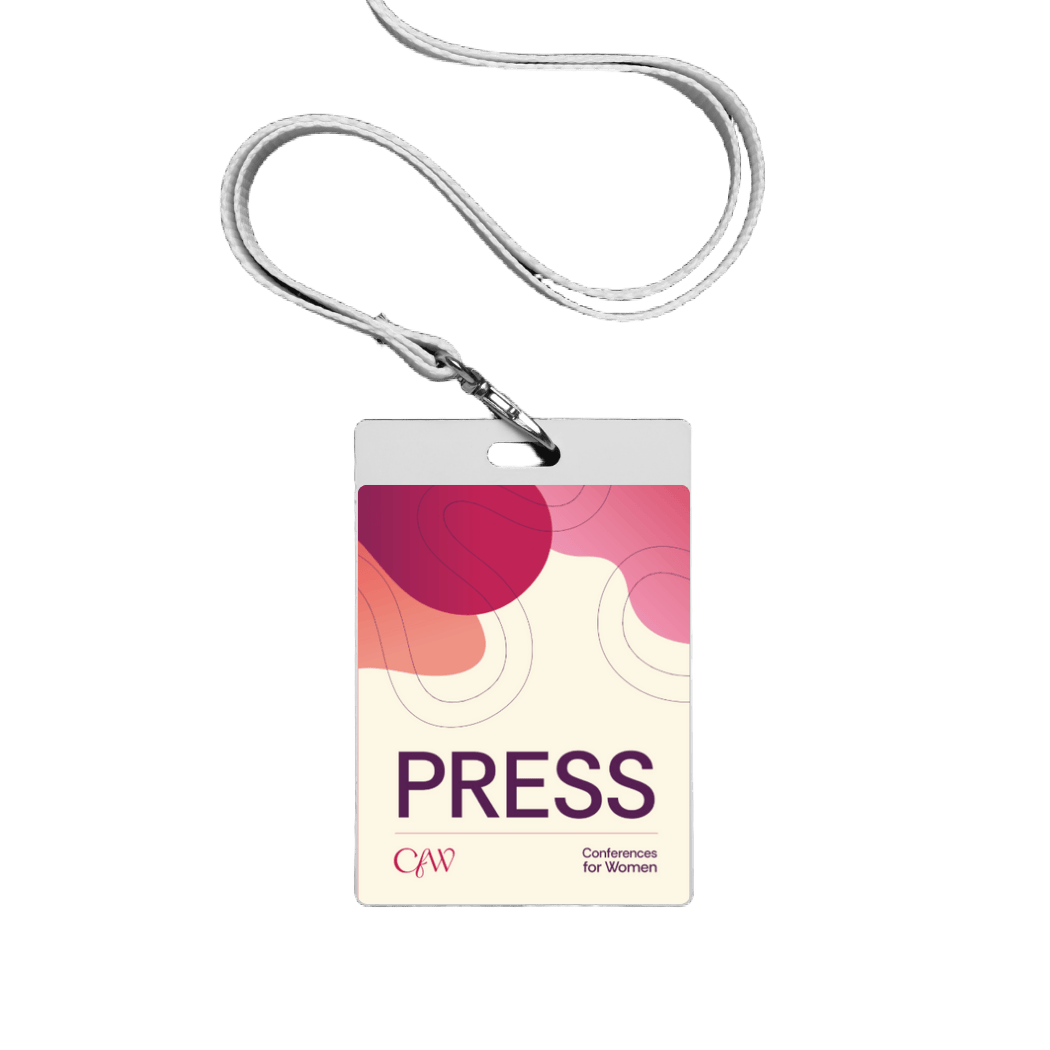 Conference press badge with lanyard