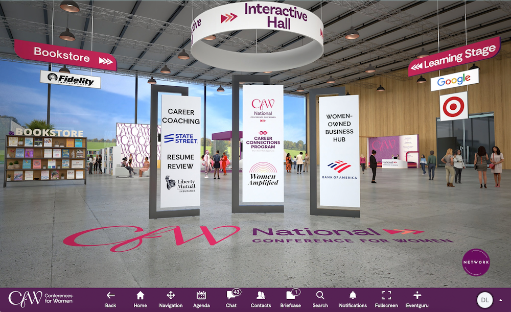 Virtual conference hall with career and learning resources