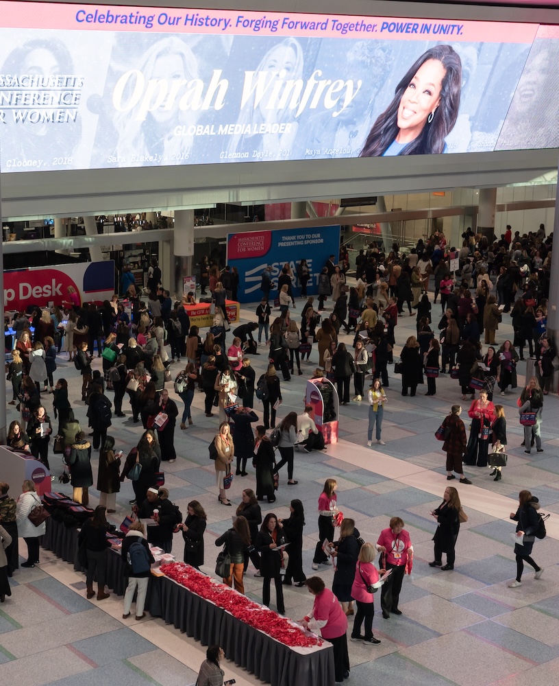 Crowd attending Massachusetts Conference for Women event.