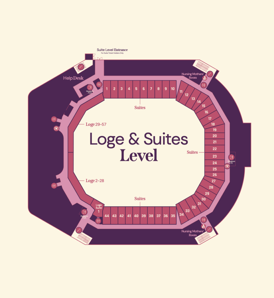 Arena loge and suites level seating map