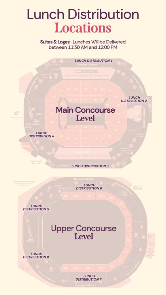 Lunch distribution locations map for concourse levels