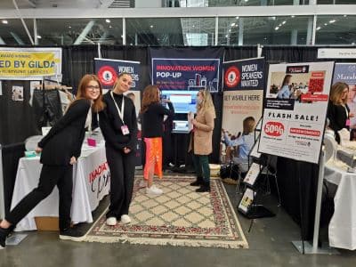 Women networking at Innovation Women pop-up booth