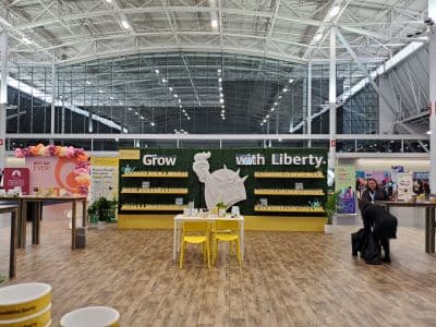 Trade show booth with Grow with Liberty display