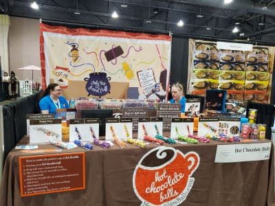 Hot chocolate balls booth at a convention