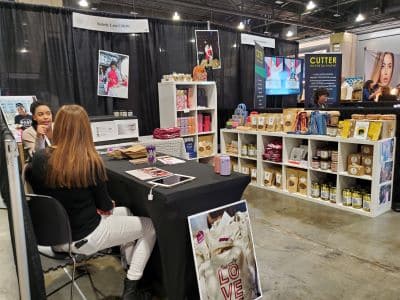 Pet products booth at trade show event