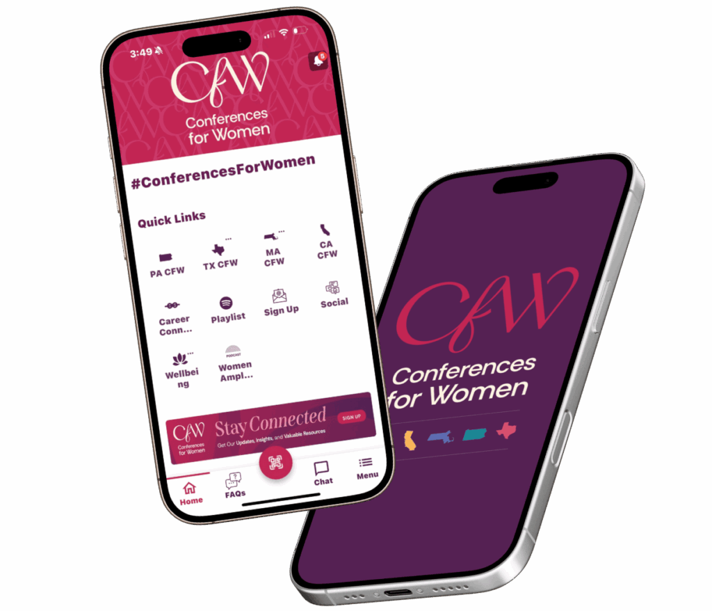 Conferences for Women mobile app interface