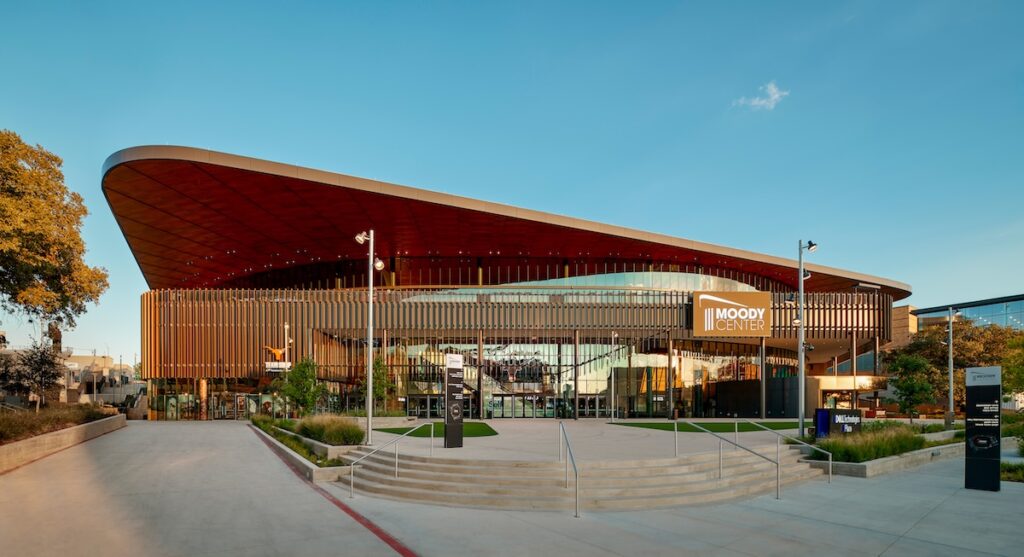Modern exterior of Moody Center building