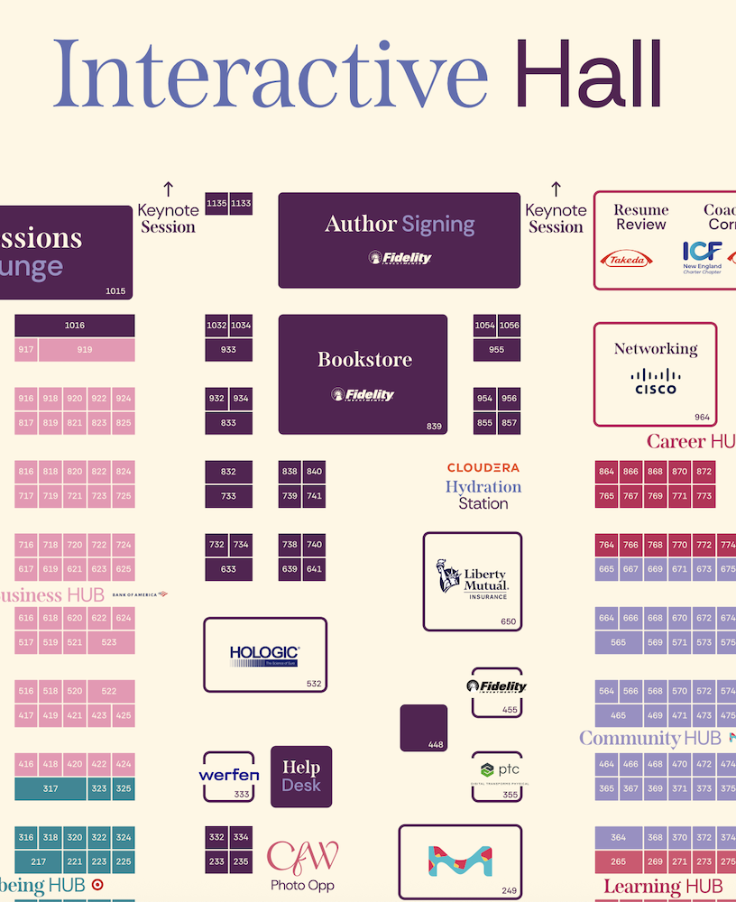 Interactive Hall event floor plan with booths and hubs