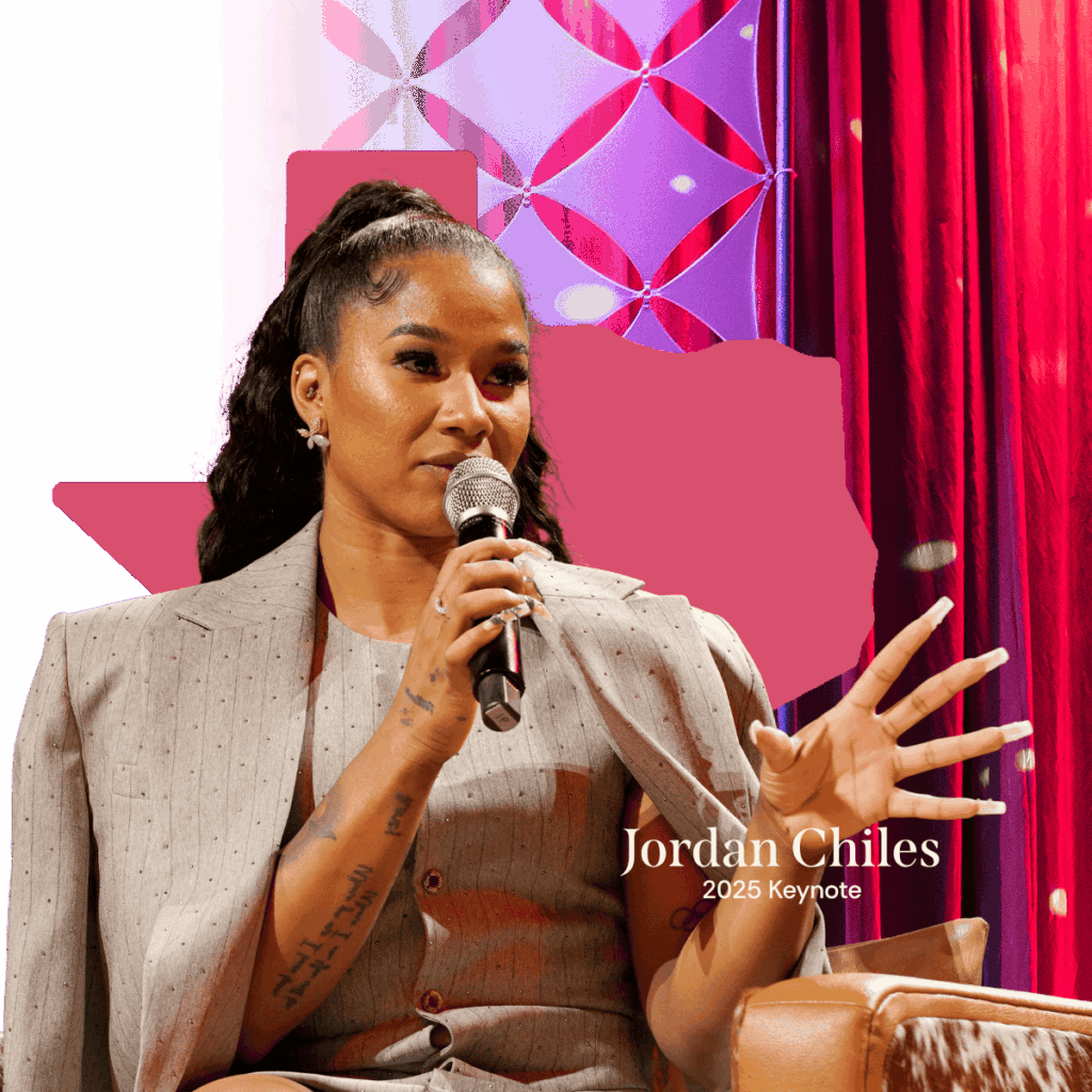 Jordan Chiles on stage at the 2025 Texas Conference for Women