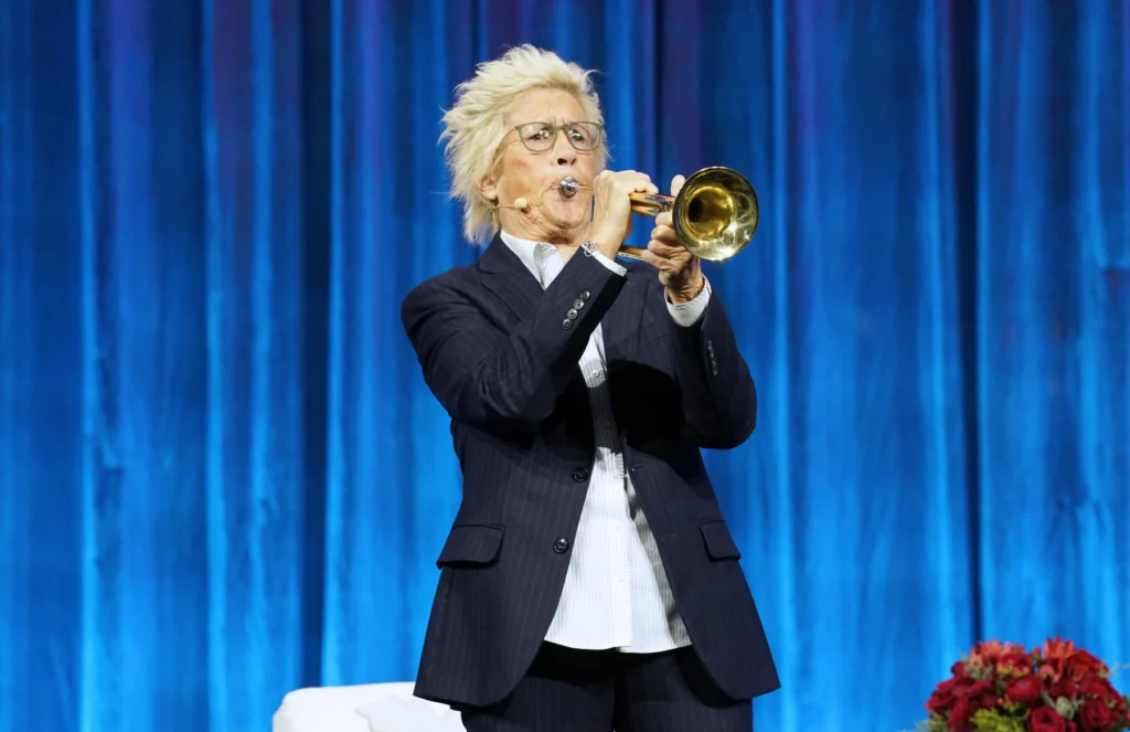 Diana Nyad 2025 MA Conference for Women trumpet performance
