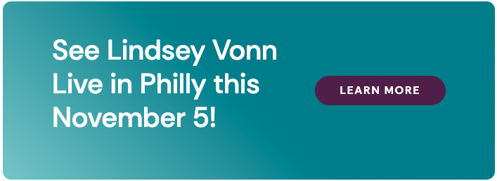 Lindsey Vonn live event banner for Philadelphia