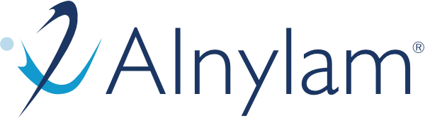 Alnylam Pharmaceuticals logo with blue swoosh symbol