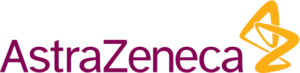 AstraZeneca logo with purple text and yellow symbol