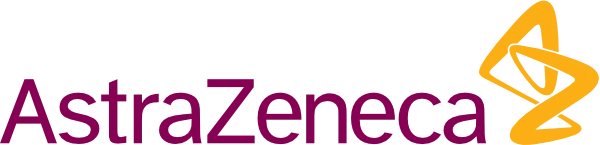 AstraZeneca logo with purple text and yellow symbol
