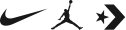 Nike, Jordan, and Converse logos in black
