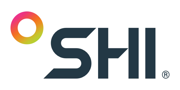 SHI logo with colorful gradient ring