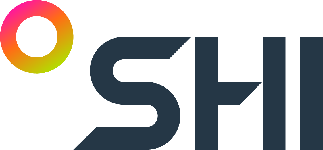 SHI logo with colorful gradient ring