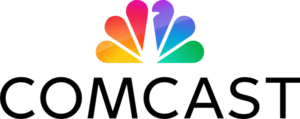 Comcast logo featuring colorful peacock feathers