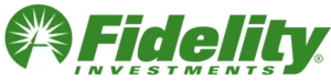 Fidelity Investments logo in green with sun and pyramid symbol