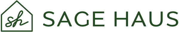 Sage Haus logo in green featuring a simple outline of a house