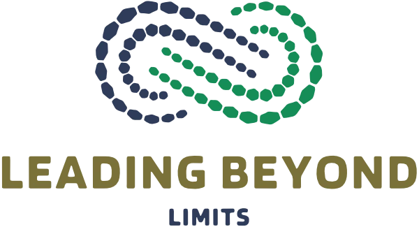 Leading Beyond Limits logo with interlocking blue and green dotted loop